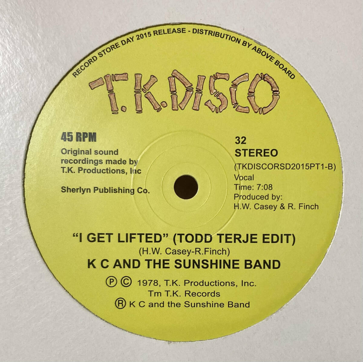 K C And The Sunshine Band / I Get Lifted Todd Terje Edit T.K. Disco 10 inch RSD Record Store Day Dance Classics Raregrooveの画像2
