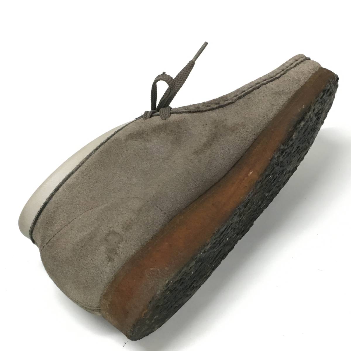 E10-262 クラークス ワラビー ショート ブーツ グレー系 サイズ UK 4 スエード レザー レディース 靴 シューズ デザートブーツ_画像4