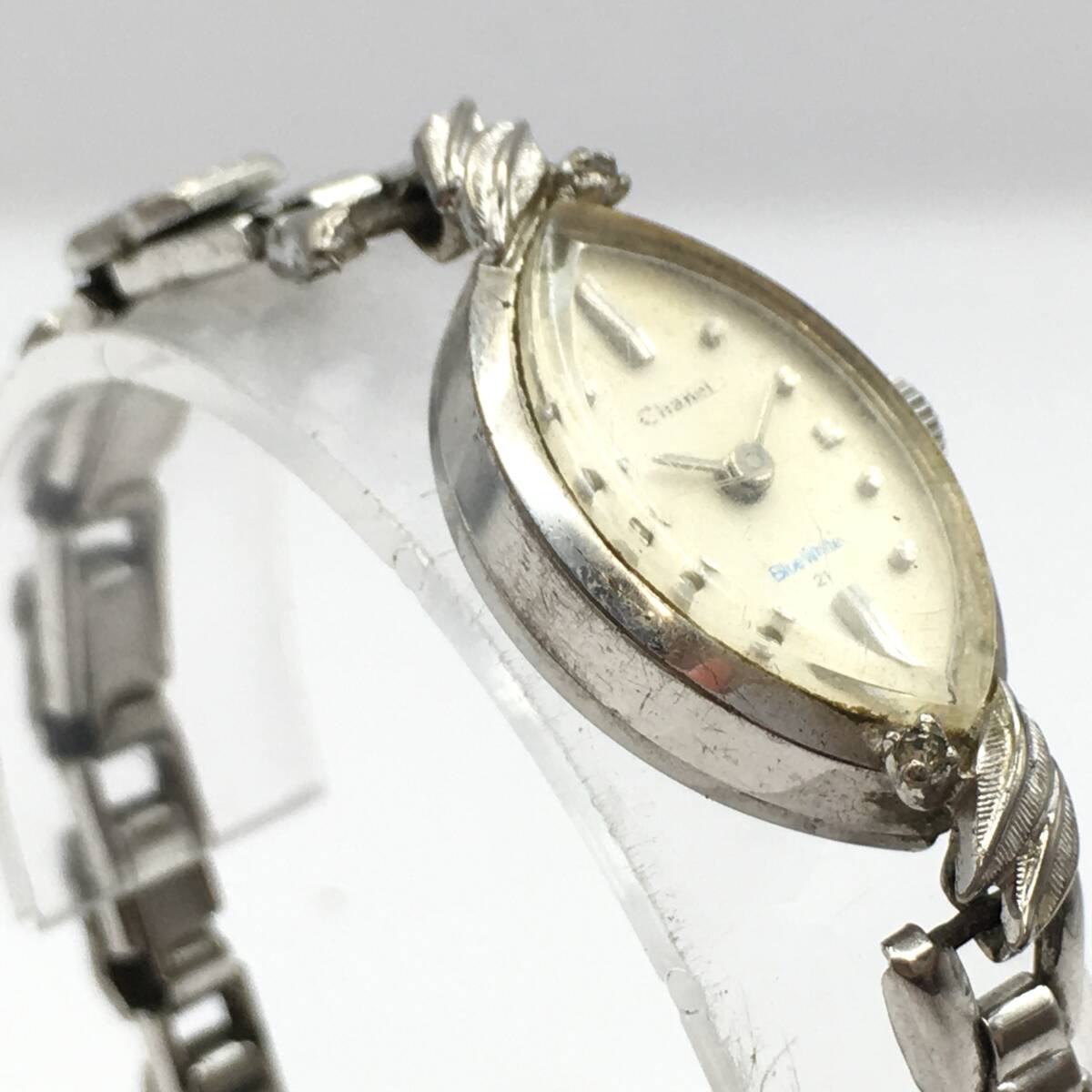 ○B11-225 ORIENT/オリエント ブルーホワイト 2針 レディース 手巻き 腕時計 W15015 稼働品_画像5