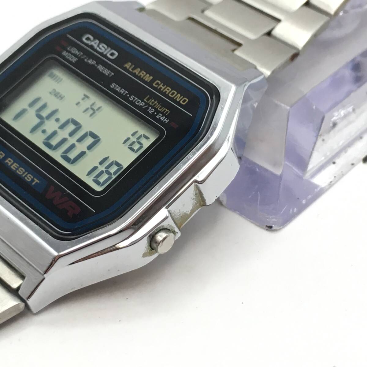 ○C12-5 CASIO/カシオ アラームクロノ デジタル文字盤 メンズ クォーツ 腕時計 A158W 稼働品_画像2