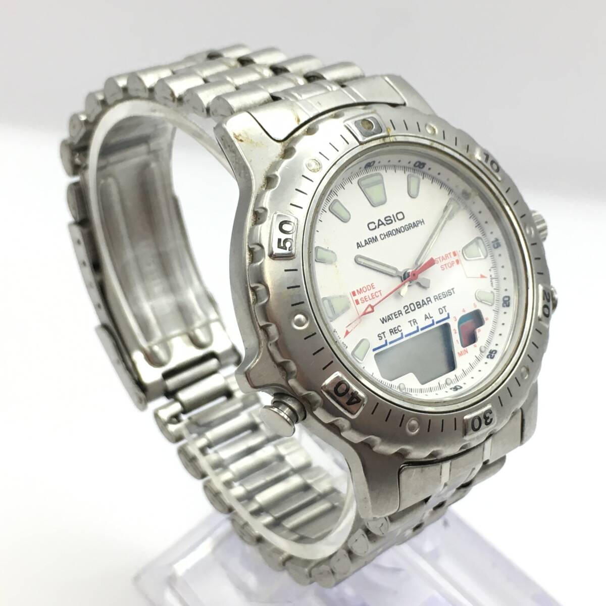 ○I12-380 CASIO/カシオ アラームクロノ デジアナ文字盤 メンズ クォーツ 腕時計 AD-724 の画像2