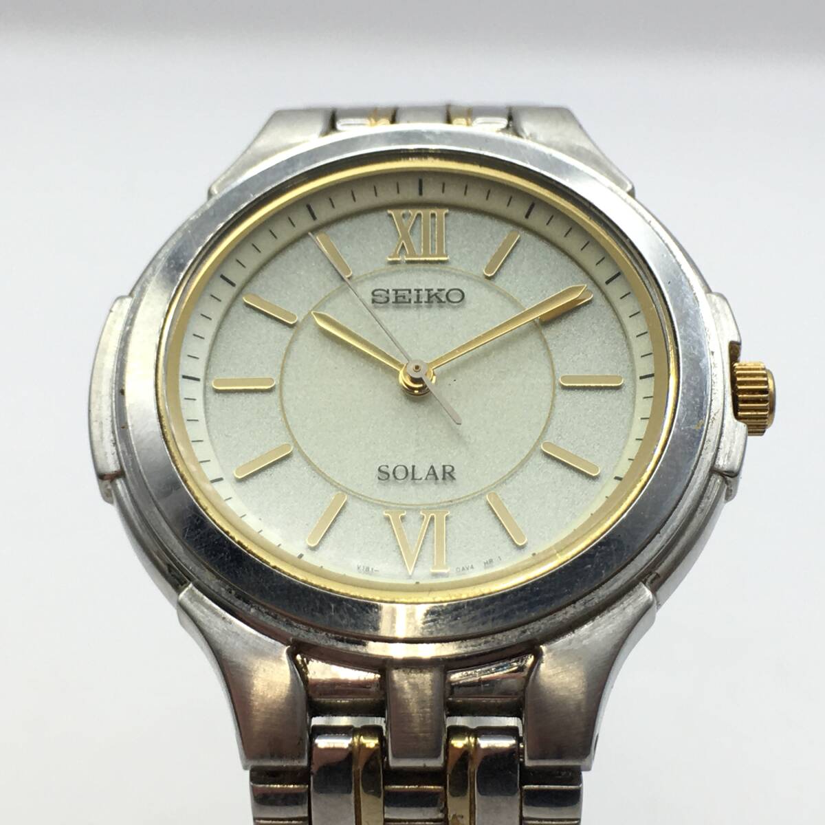 ○I12-337 SEIKO/セイコー SOLAR 3針 メンズ ソーラー 腕時計 V181-0AK0 不動ジャンク品の画像3