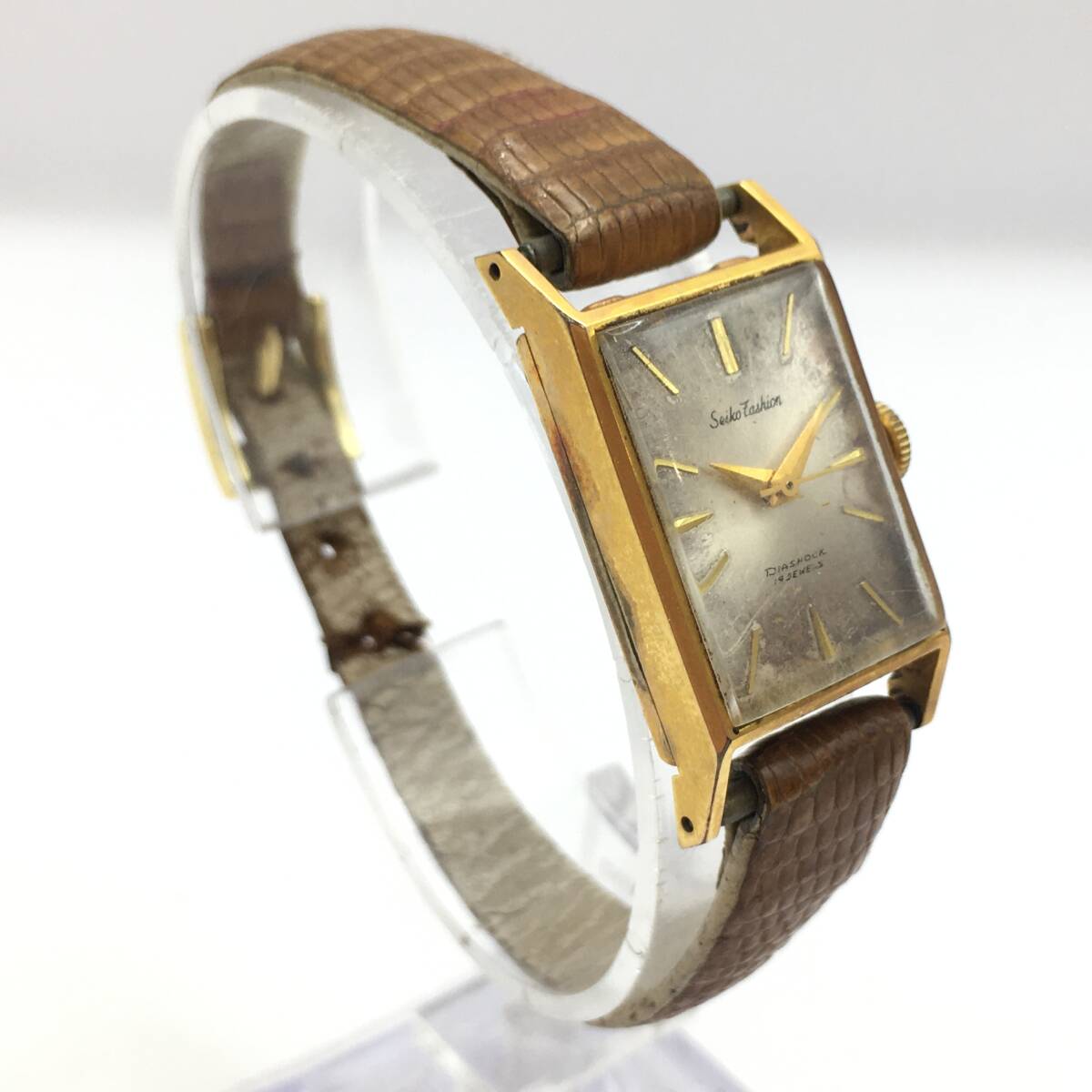 ○M12-152 SEIKO/セイコー Fashion ファッション レディース 手巻き 腕時計 レザーベルト 5298 稼働品の画像2