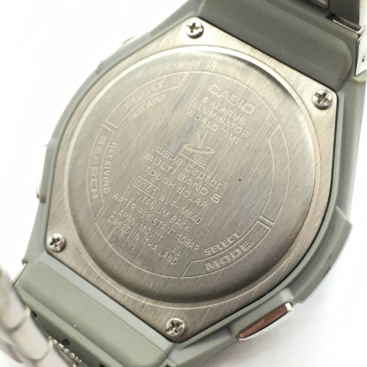 ○N12-98 CASIO/カシオ Wave Ceptor デジアナ文字盤 メンズ 電波ソーラー 腕時計 WVA-M640 稼働品の画像6