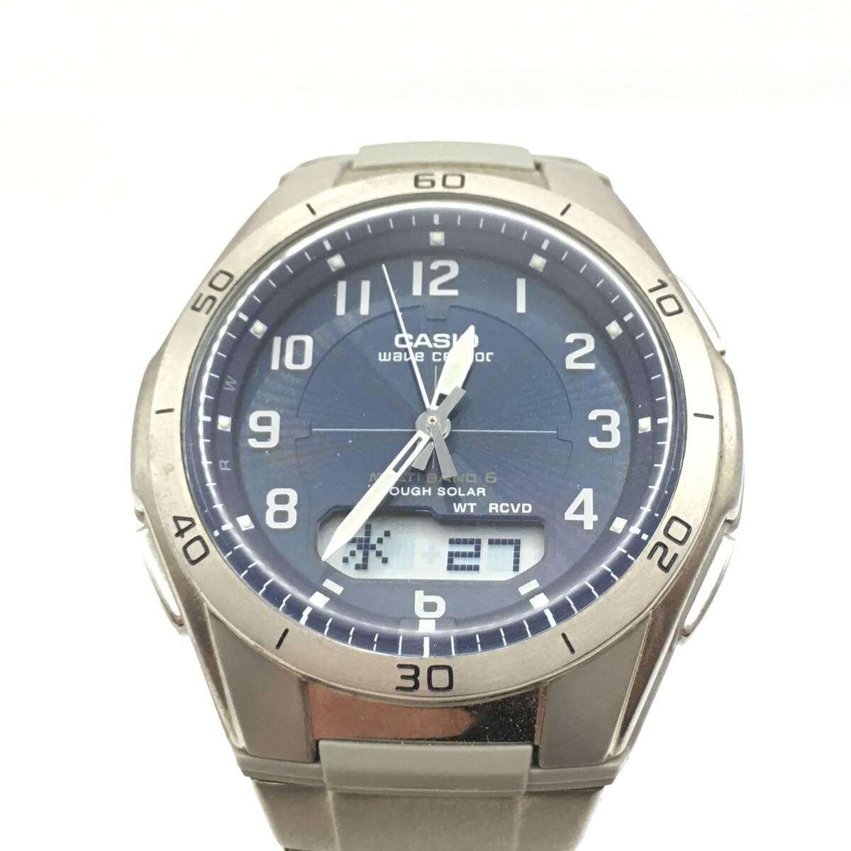 ○N12-98 CASIO/カシオ Wave Ceptor デジアナ文字盤 メンズ 電波ソーラー 腕時計 WVA-M640 稼働品の画像3