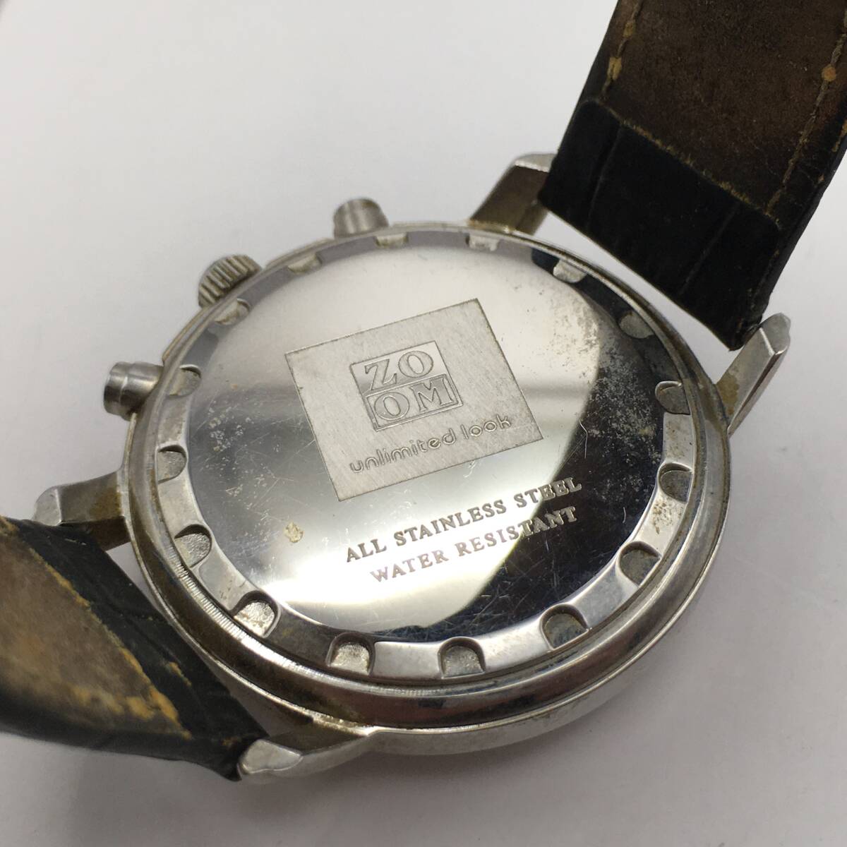 ○N12-317 ZOOM 3針 Date デイト メンズ クォーツ 腕時計 レザーベルト _画像6