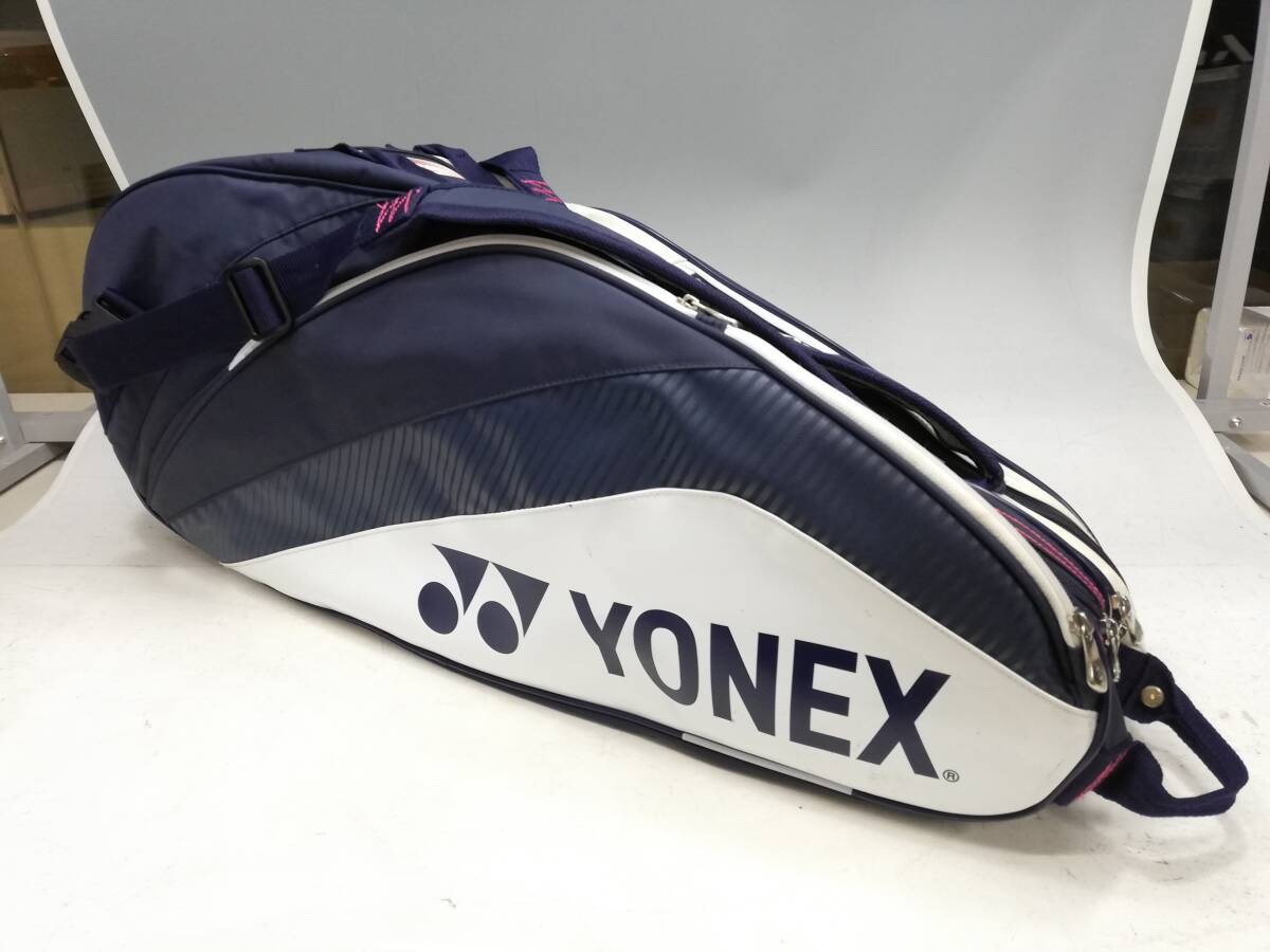 N241-310　YONEX/ヨネックス　ラケットバッグ6　ネイビー/ホワイト【中古品】_画像1