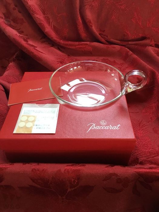 MIB FLAWLESS STUNNING BACCARAT GLASS FINGER LOOP クリスタルボウル ディッシュ キャンドルハンドル