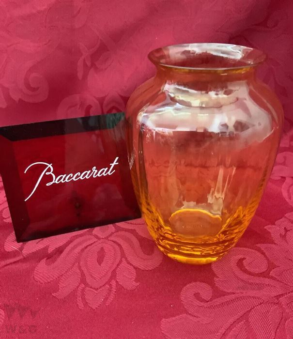 FLAWLESS STUNNING BACCARAT FRANCE TOPAZ YELLOW AQUARELLE クリスタルバッドフラワーベース