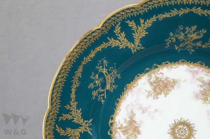 HAVILAND ハビランド H4684 PINK ROSE BLUE GREEN / GOLD 9 1/4インチディナープレート C.1893-1930_画像8