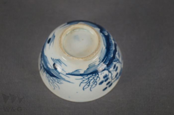 18世紀 英国 リバプール キャノンボール柄 ブルー＆ホワイト 茶碗_画像6