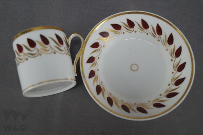  Old Paris hand .. red tea flower ... gold coffee cup & saucer 1800 year about 