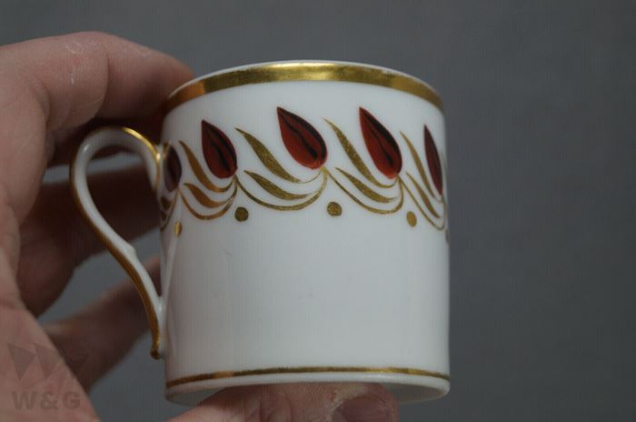  Old Paris hand .. red tea flower ... gold coffee cup & saucer 1800 year about 