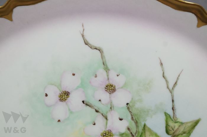 ji low Limo -ju рука .. автограф B FRITZ розовый корнус флорида цветок чай tray C 1920 годы 