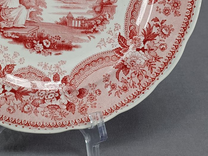 ACKSONS WARRANTED GRECIAN GARDENS #4 RED TRANSFERWARE 9 1/8インチプレート C.1830S_画像5