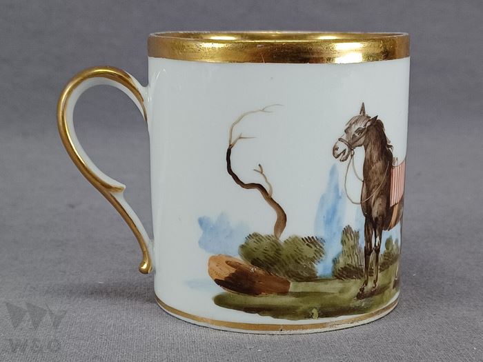磁器 手描き ホース風景 コーヒーカップ C.1800-1820_画像5