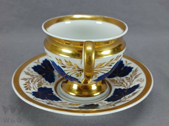 KPM BERLIN 主婦コバルト＆金箔ティーカップ＆ソーサー C.1837-1844