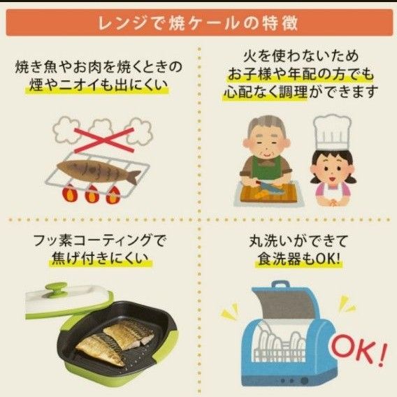 電子レンジ専用　レンジで焼ケール　角型　レンジ専用調理用品　便利グッズ　やけーる