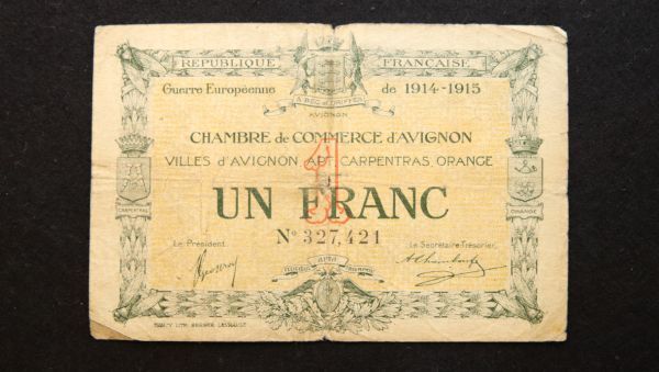 フランス アヴィニョン 緊急紙幣 1フラン（1920）[3182]_画像1