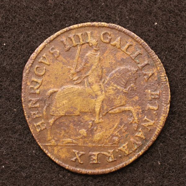 フランス アンリ4世 黄銅貨（1593）トークン[E3910]コイン_画像1