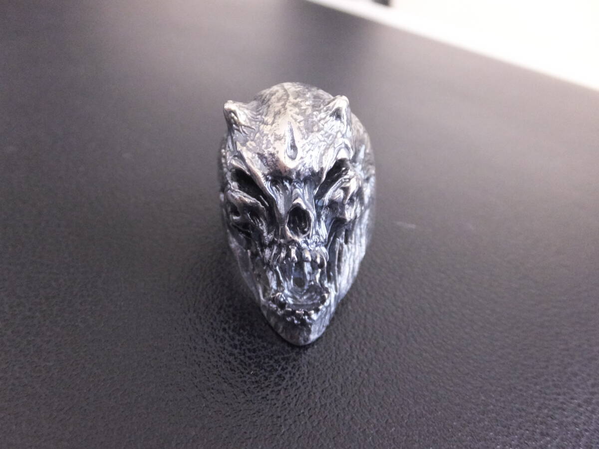 CURVEX HANDMADE SKULL RING #19:CURVEX ハンドメイドスカルリング シルバー925 / 手彫り,WOLF SKULL,ホラーリング,オカルトの画像5