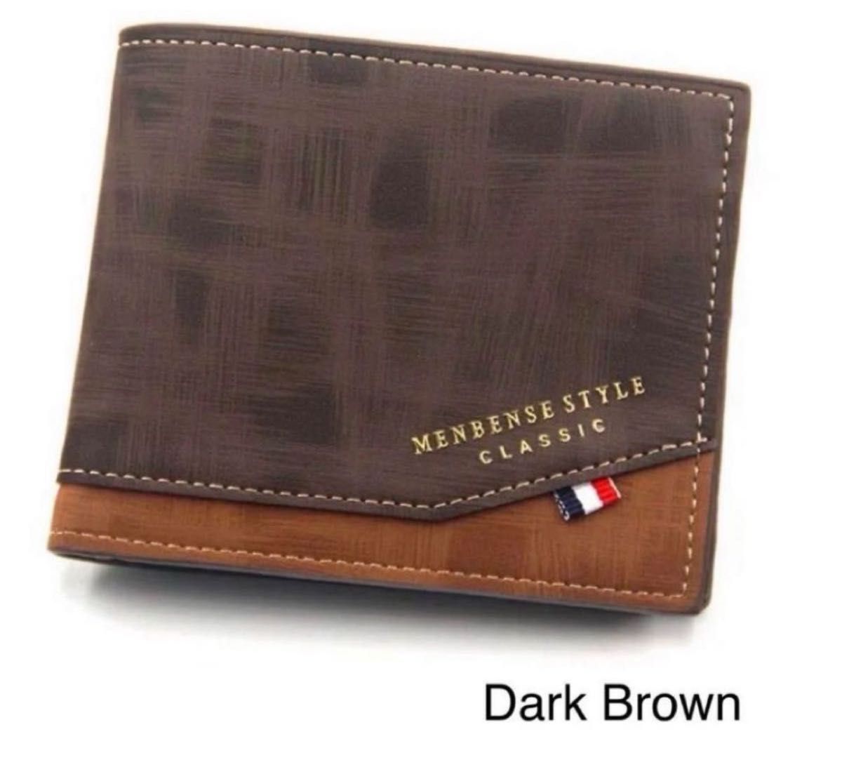 新品   折財布   二つ折り財布　メンズ　ウォレットダークブラウン