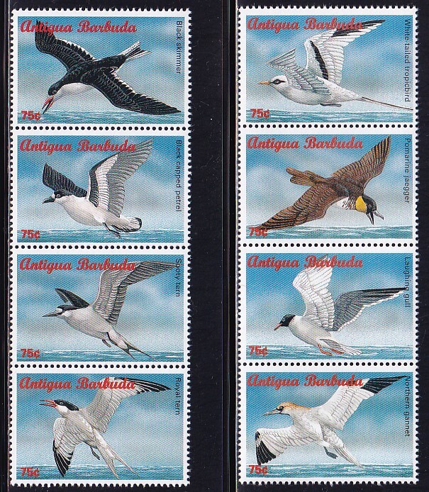 24 トピカル［テーマ：鳥］【未使用】＜ アンティグア・バーブーダ 1996年版 8種完(4種連刷x2組) ＞の画像1