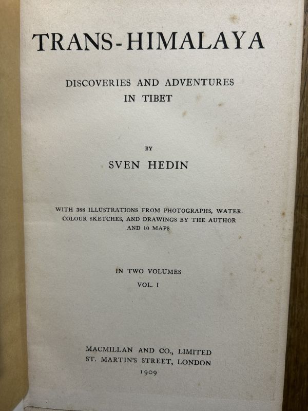 スヴェン・ヘディン『トランスヒマラヤ』HEDIN, Sven. Trans-Himalaya: Discoveries and Adventures in Tibet. 3 Vols. 1909/1913年_画像6