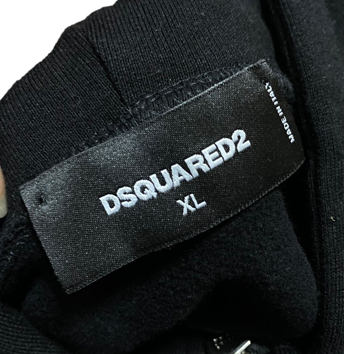 新品同様 DSQUARED2 Icon Cool Hoodie ディースクエアード ロゴプリント スウェットパーカー 黒 XL_画像4