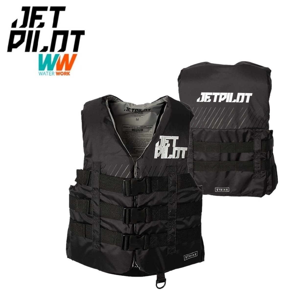 ジェットパイロット JETPILOT ライフジャケット JCI認定 送料無料 ストライク 3-バックル CGA ナイロン ベスト ブラック S JA22126CGA