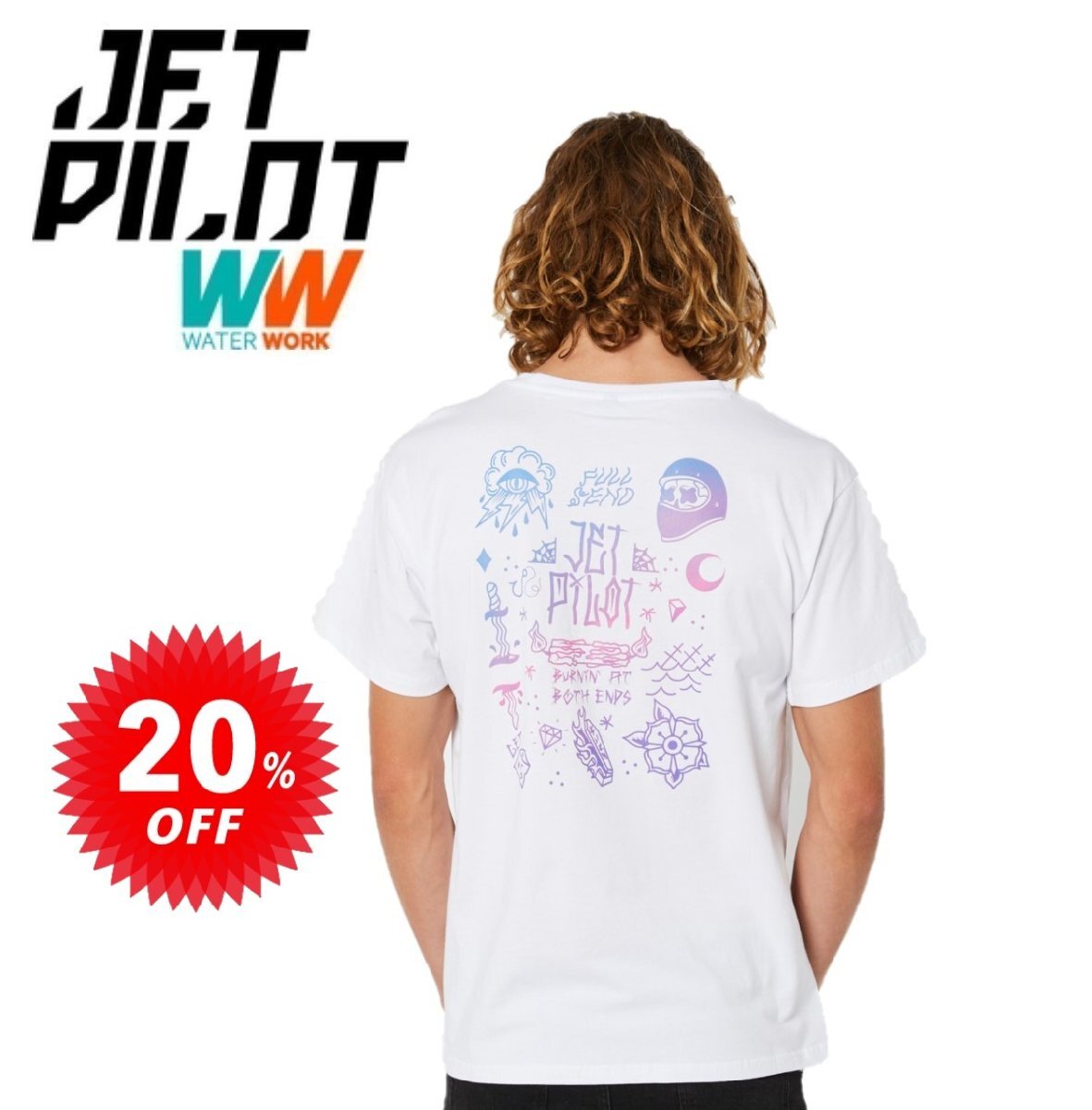 ジェットパイロット JETPILOT Tシャツ セール 20%オフ 送料無料 フル センド メンズ Tシャツ S22602 ホワイト 2XLの画像1