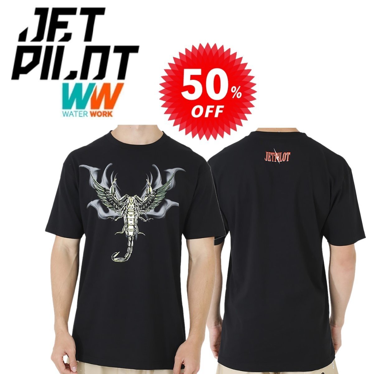 ジェットパイロット JETPILOT Tシャツ セール 50%オフ 送料無料 スコーピオン メンズ Tシャツ ブラック M S19670_画像1