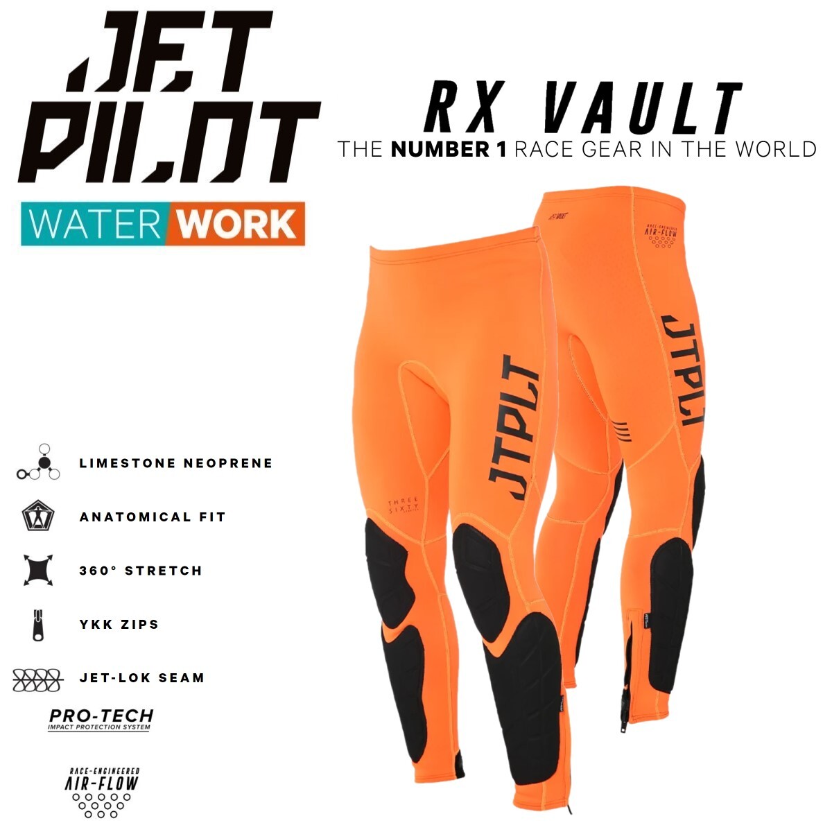 ジェットパイロット JETPILOT 2024 ウェットスーツ 送料無料 RX VAULT ボルト レース パンツ JA22157 オレンジ XL