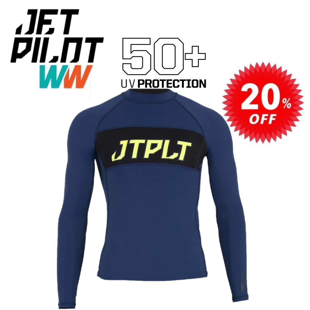 ジェットパイロット JETPILOT ラッシュガード セール 20%オフ 送料無料 RX L/S ラッシー JA21507 ネイビー XL_画像1