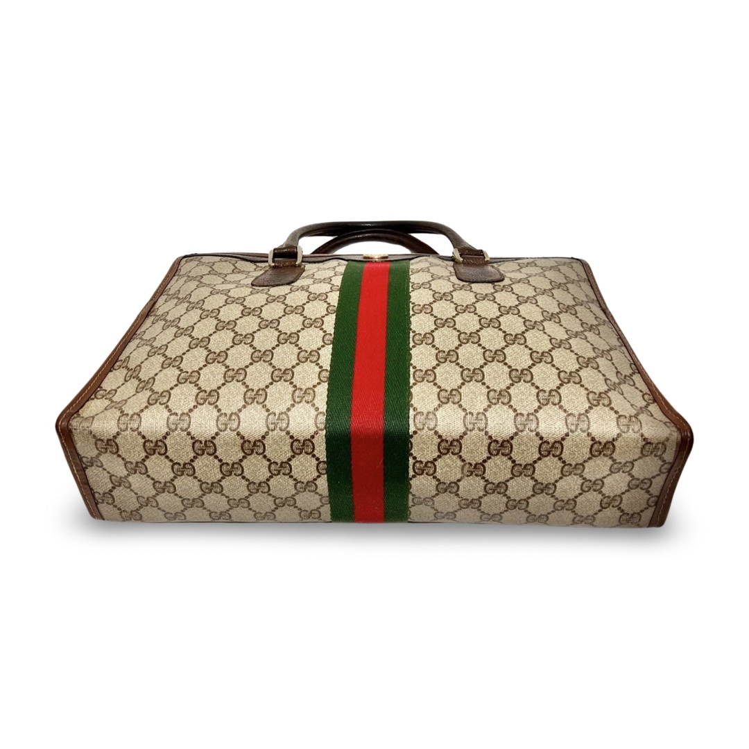 GUCCI Accessory Collection オールドグッチ GGキャンバス シェリーライン 書類バッグ ハンドハンドバッグ ブラウン A4サイズ_画像3