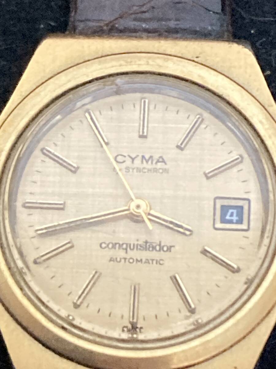 動作品 CYMA conquistador AUTOMATIC by SYNCHRON シーマ シンクロン 自動巻き 腕時計 ゴールドカラー レディース 現状品 稼働の画像4