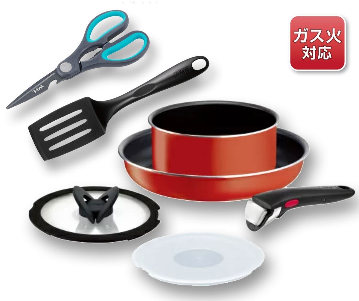 送料1200円 新生活スターターセット（パプリカ セット5＋ターナー＋はさみ）T-fal ティファール