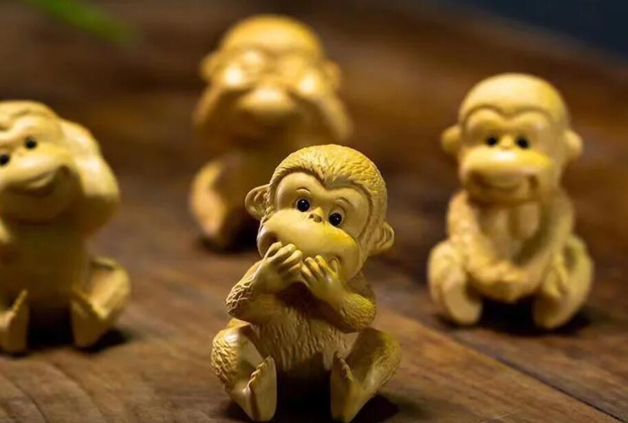 黄楊木彫り彫刻猿の置物四猿_画像5