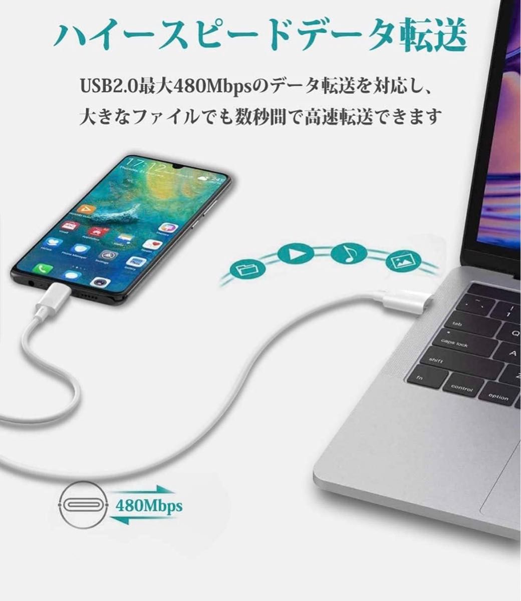 Mac USB-C  iPhone15シリーズ　充電ケーブル 2m  タイプc Androi