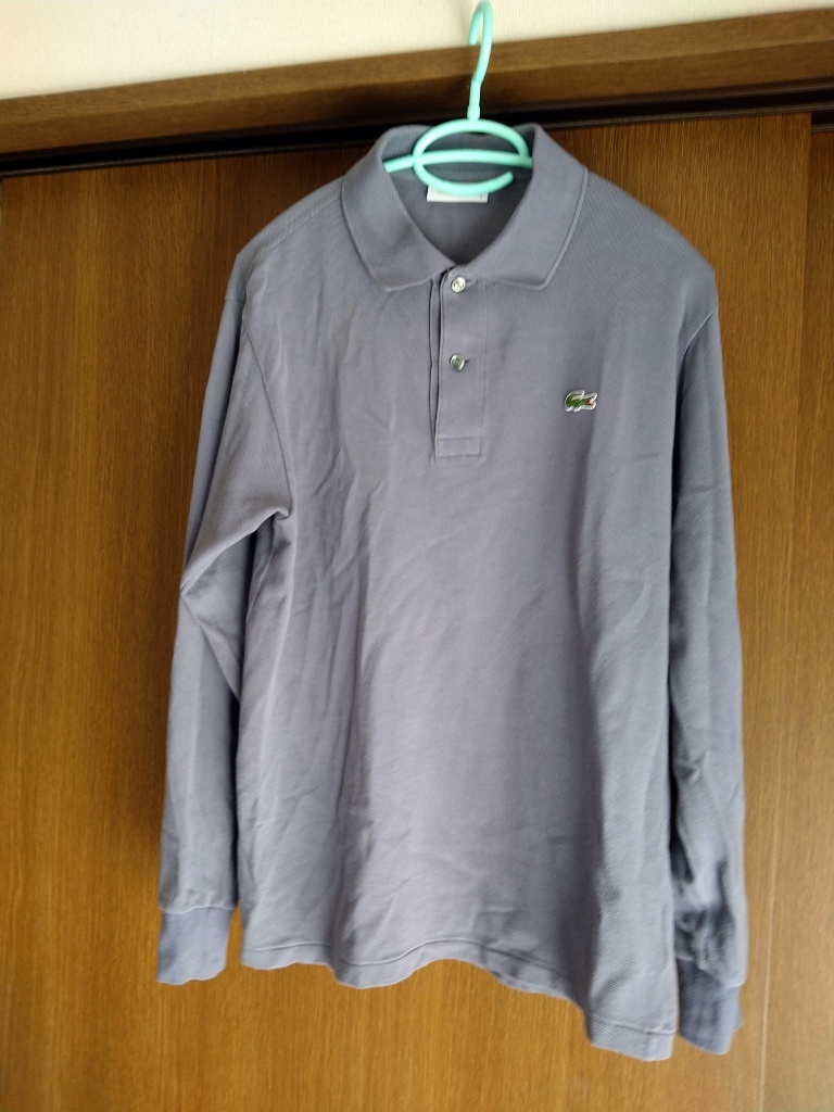 【中古】ラコステ LACOSTE 長袖 ポロシャツ FR4 グレー系の画像1