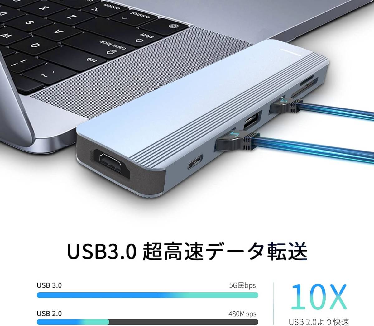 T-445 Macbook ハブ MacBook Air ハブ mac ハブ 7in2 2023 Macbook Pro USB Type C ハブ 4K HDMIを搭載/100W PD急速充電の画像4