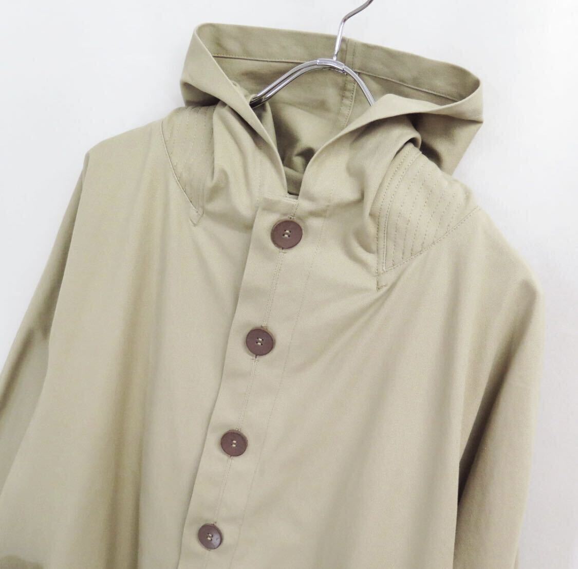 美品 170cm前後の方にも 2022 春 秋 JURGEN LEHL CANVAS HOODED COAT ヨーガンレール 帆布 メンズ フード スプリングコート 生成り コート_画像5