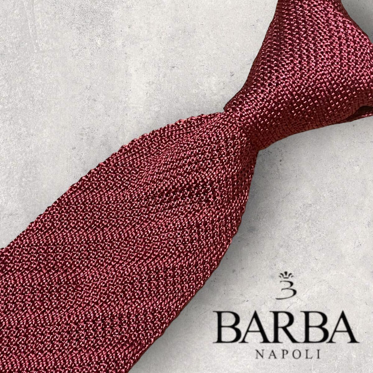 新品 ストラスブルゴ購入 BARBA / バルバ シャドーストライプ柄ニットタイ ネクタイ レッド 定価22,000円 イタリア製_画像1