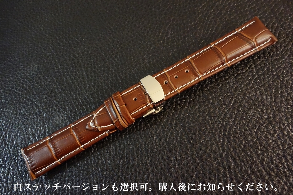 *D-Buckle Watch Belt* черный ko type вдавлено .Calf Leather 22mm мощный водоотталкивающий BROWN новый товар spring палка освобождение пружины есть натуральная кожа чай STAINLESS наручные часы ремень 