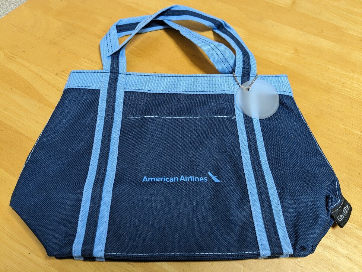 非売品 アメリカン航空 American Airlines ジェムライン Gemline ノベルティ エコバッグ マチ付き ポケットあり 未使用 の画像1