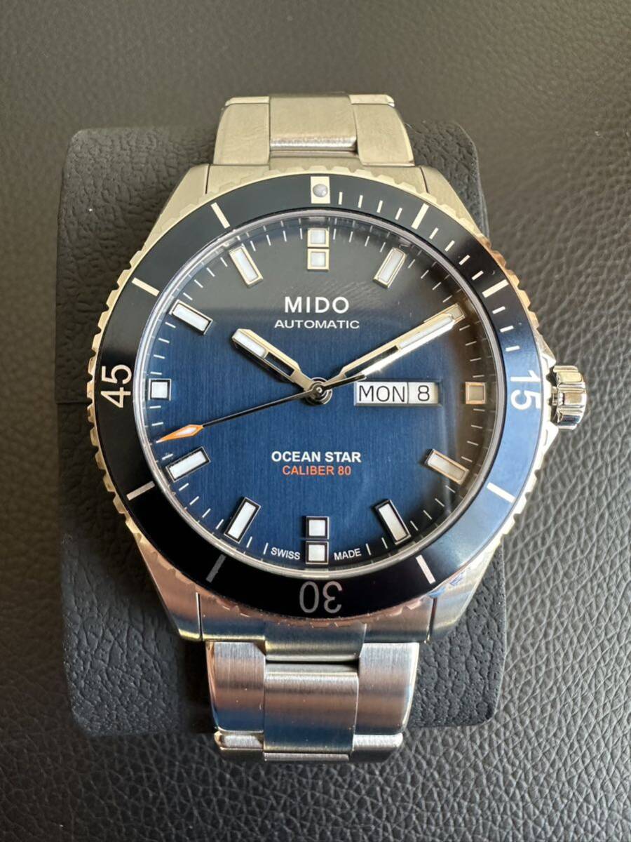 [ new goods guarantee period inside ]mido-MIDO Ocean Star kyali bar 80 blue face self-winding watch Divers watch 
