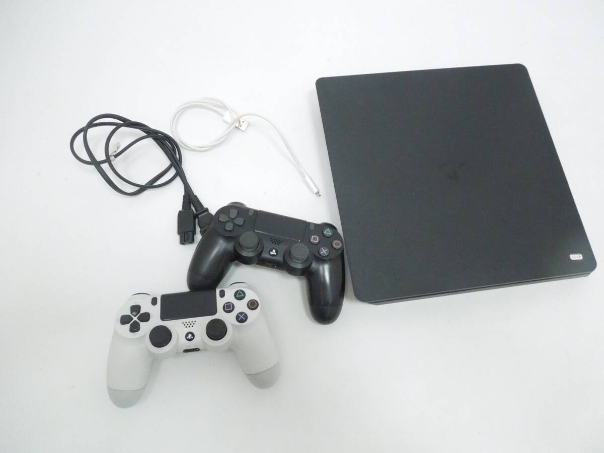 ‡0006 PS4 本体 CUH-2100A コントローラー2台 ブラック 通電確認済 初期化済 付属品欠品あり