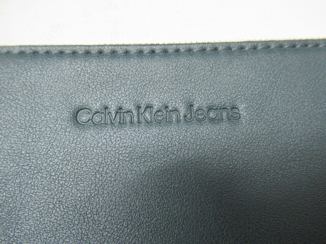 ◆S12.Calvin Klein Jeans カルバンクライン ジーンズ ポーチ 小物入れ グリーン/緑系/中古_画像9