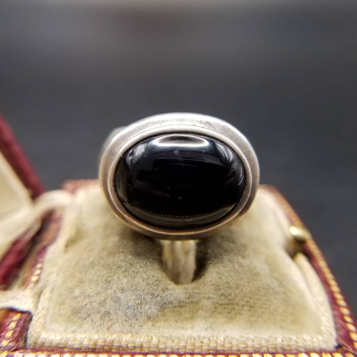 ESPO black onyx oval large grain 925 Classic presence Vintage silver ring ring jewelry 13.6g Y13-Y