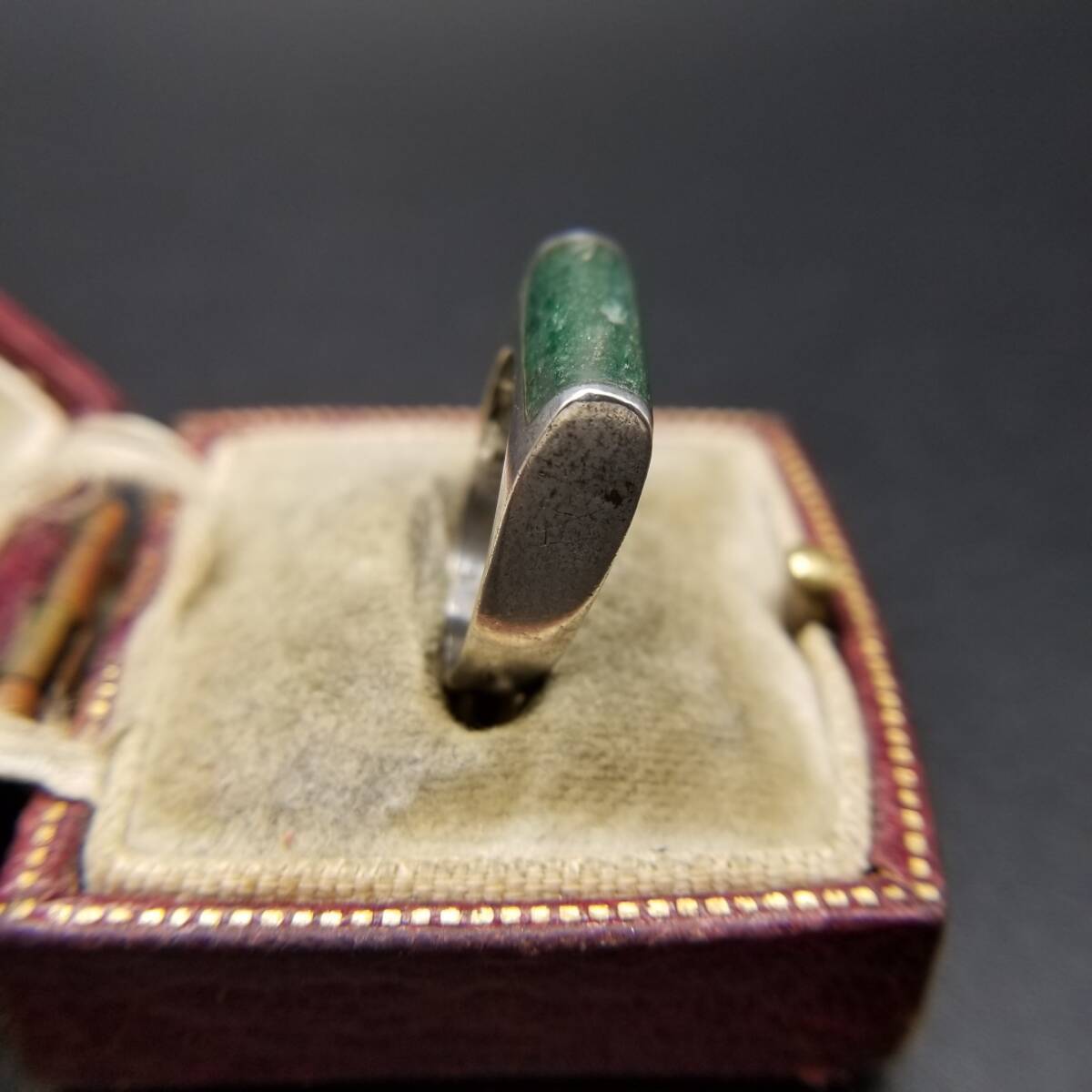  Mexico moss green квадратное Stone простой 925 Vintage серебряное кольцо кольцо ювелирные изделия импорт Y14-K